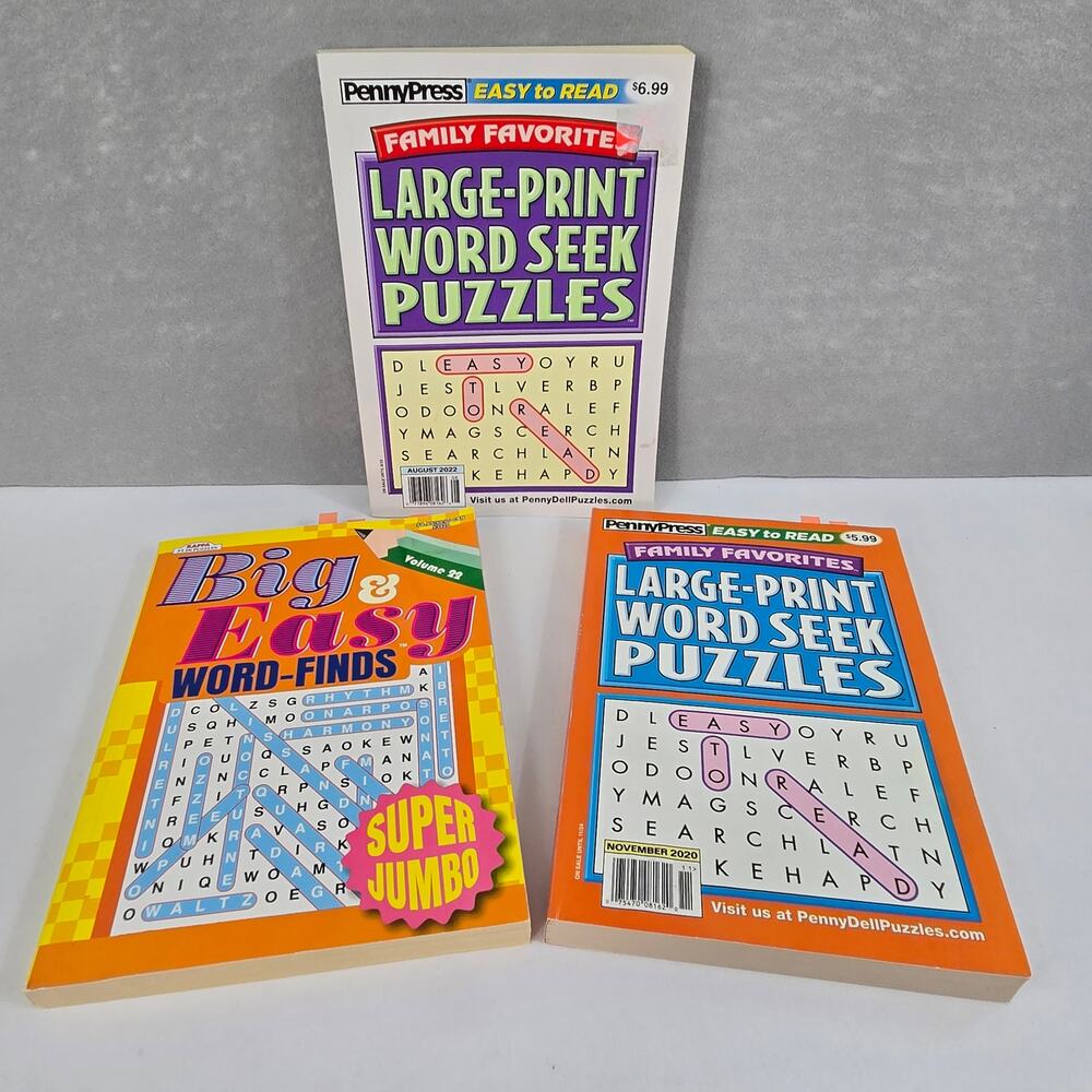 Penny Press & Kappa Large Print Word Seek Puzzle Books - Set of 3 (New & Used)